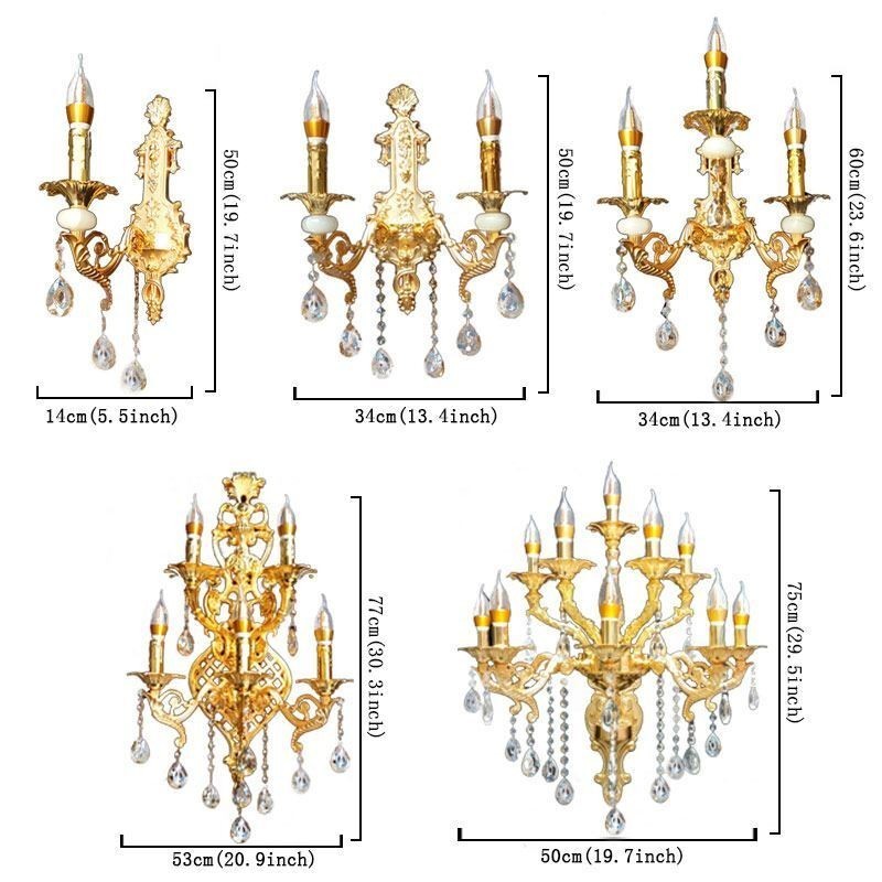 Lámpara de pared europea, aplique de pared de lujo, lámpara colgante de cristal, iluminación de mesita de noche