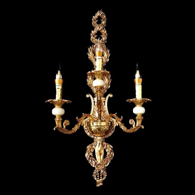 Lámpara de pared europea de lujo con pétalos de jade, lámpara decorativa, iluminación de mesita de noche