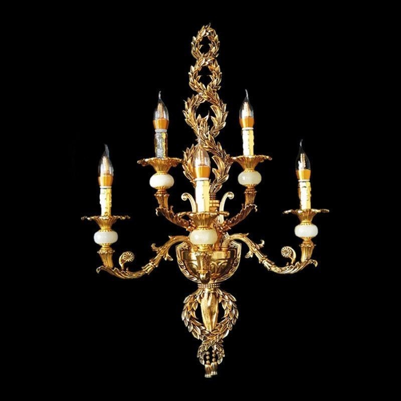 Lámpara de pared europea de lujo con pétalos de jade, lámpara decorativa, iluminación de mesita de noche