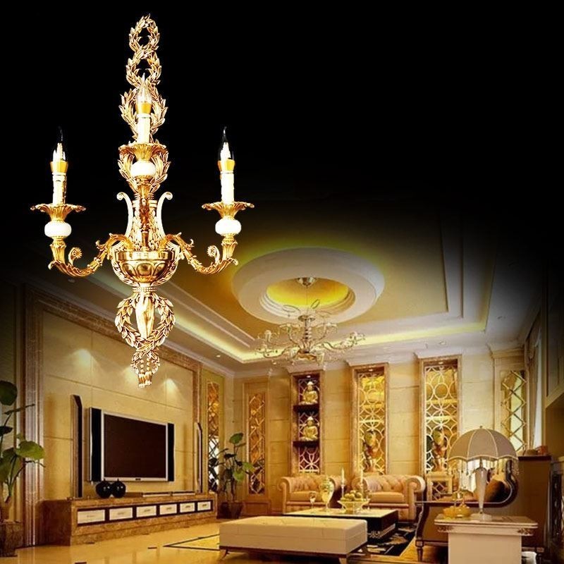 Lámpara de pared europea de lujo con pétalos de jade, lámpara decorativa, iluminación de mesita de noche