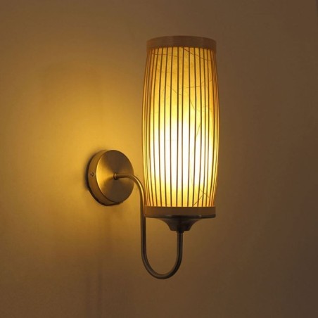 Aplique de pared con diseño de tambor de cintura, aplique creativo de bambú para mesita de noche, escaleras, iluminación rural Aplique de pared con diseño de tambor de cintura, aplique creativo de bambú para mesita de noche, escaleras, iluminación rural