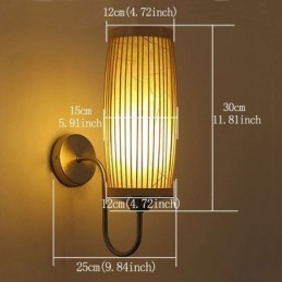 Aplique de pared con diseño de tambor de cintura, aplique creativo de bambú para mesita de noche, escaleras, iluminación rural