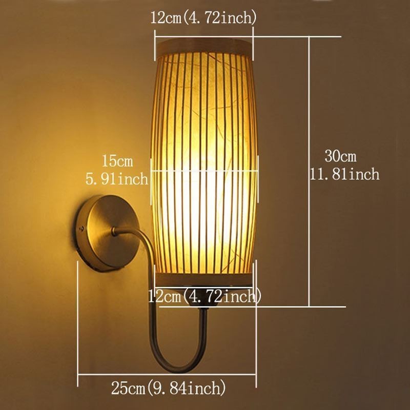 Aplique de pared con diseño de tambor de cintura, aplique creativo de bambú para mesita de noche, escaleras, iluminación rural