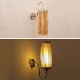 Aplique de pared con diseño de tambor de cintura, aplique creativo de bambú para mesita de noche, escaleras, iluminación rural