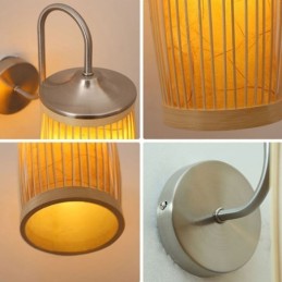 Aplique de pared con diseño de tambor de cintura, aplique creativo de bambú para mesita de noche, escaleras, iluminación rural
