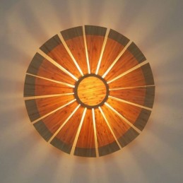 Aplique de pared redondo con flores, luz de pared de bambú única, iluminación decorativa creativa
