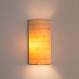 Aplique de pared de bambú japonés, aplique de pared semicircular simple, iluminación de mesita de noche