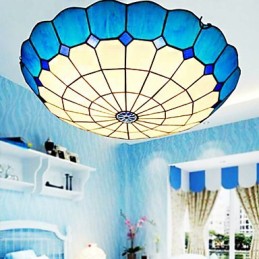 Lámpara de cúpula absorbente de vidrio emplomado de artes creativas rurales europeas