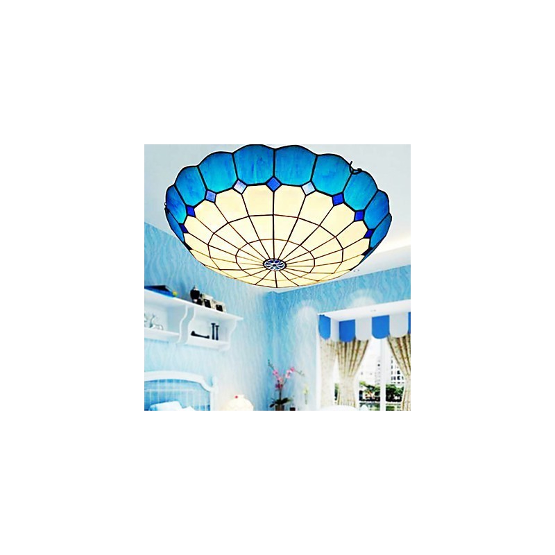 Lámpara de cúpula absorbente de vidrio emplomado de artes creativas rurales europeas