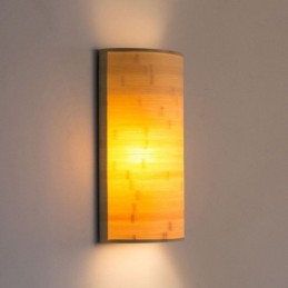 Aplique de pared de bambú japonés, aplique de pared semicircular simple, iluminación de mesita de noche