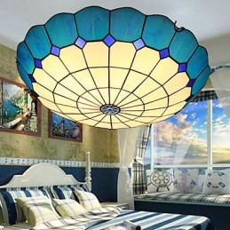 Lámpara de cúpula absorbente de vidrio emplomado de artes creativas rurales europeas