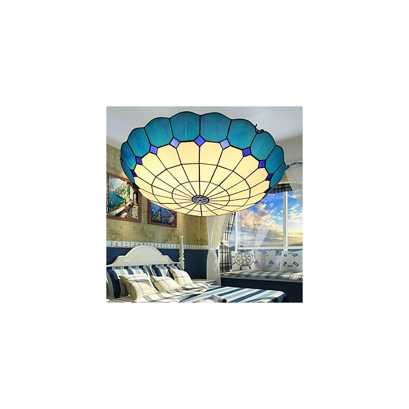 Lámpara de cúpula absorbente de vidrio emplomado de artes creativas rurales europeas