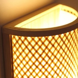 Aplique de pared de bambú semicilíndrico, creativo, para mesita de noche, escaleras, iluminación rural