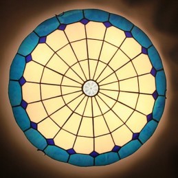 Lámpara de cúpula absorbente de vidrio emplomado de artes creativas rurales europeas