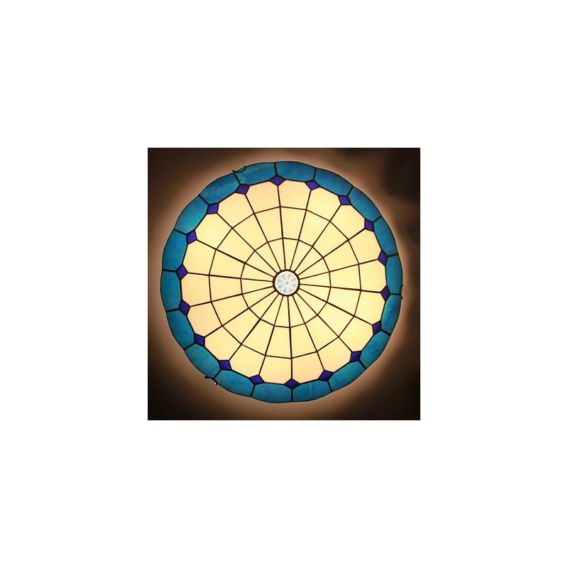 Lámpara de cúpula absorbente de vidrio emplomado de artes creativas rurales europeas