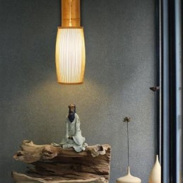 Aplique de pared de bambú tejido, estilo retro chino