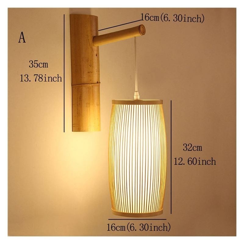 Aplique de pared de bambú tejido, estilo retro chino