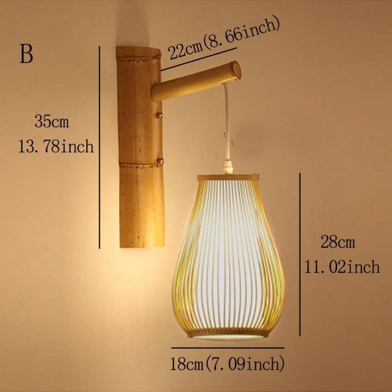 Aplique de pared de bambú tejido, estilo retro chino