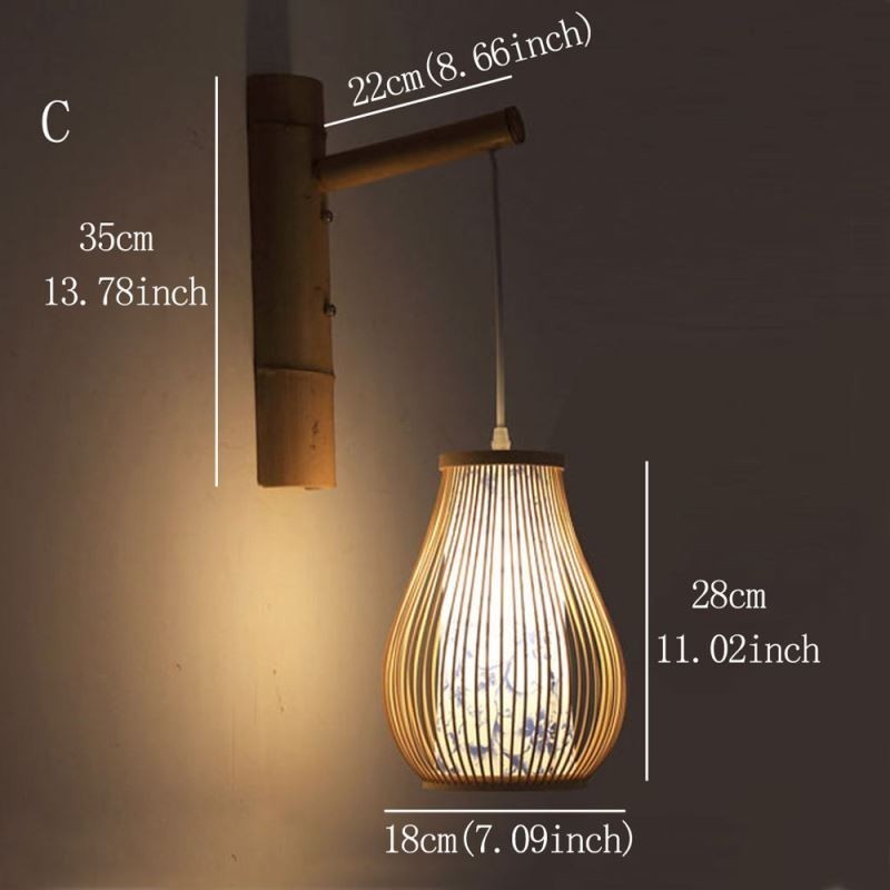 Aplique de pared de bambú tejido, estilo retro chino
