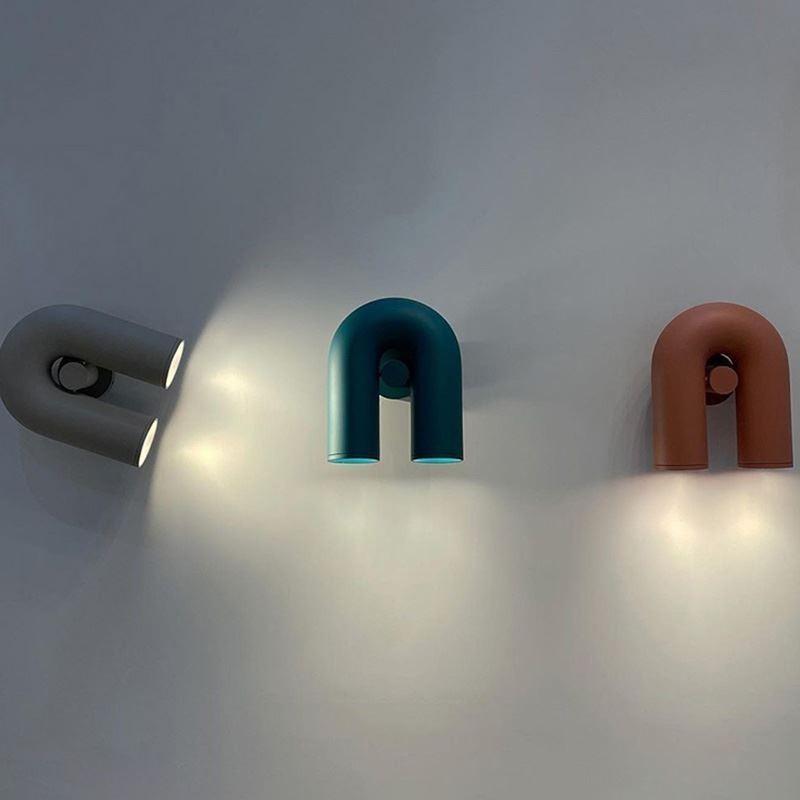 Aplique de pared minimalista creativo en forma de U con pantalla giratoria de 90°