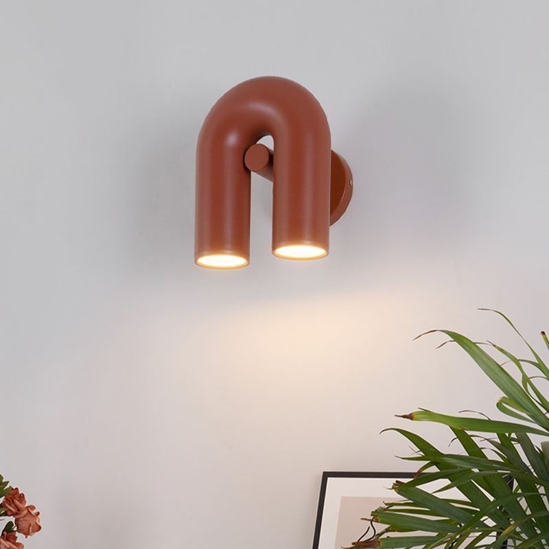 Aplique de pared minimalista creativo en forma de U con pantalla giratoria de 90°