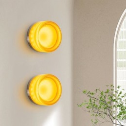 Aplique de pared moderno minimalista de acrílico de un solo cabezal redondo de hierro forjado, aplique de pared pequeño