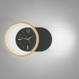Lámpara de pared moderna minimalista de acrílico y hierro forjado con reloj.