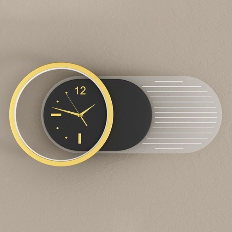 Lámpara de pared moderna minimalista de acrílico y hierro forjado con reloj.