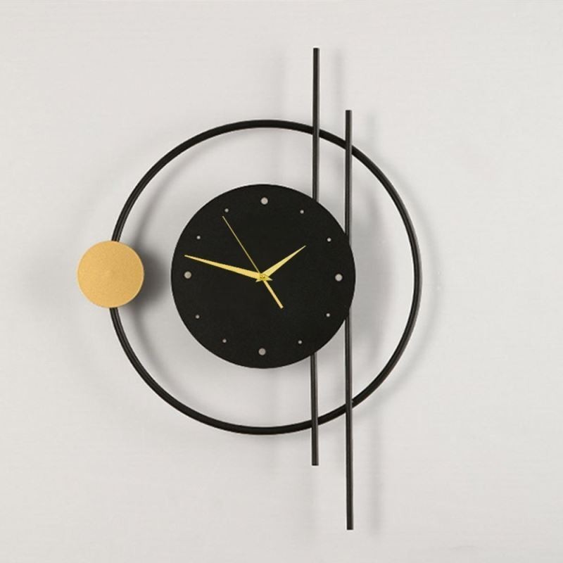 Lámpara de pared con reloj, moderna y minimalista, de hierro forjado.