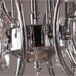 Lámpara de araña clásica tradicional de metal cromado y cristal