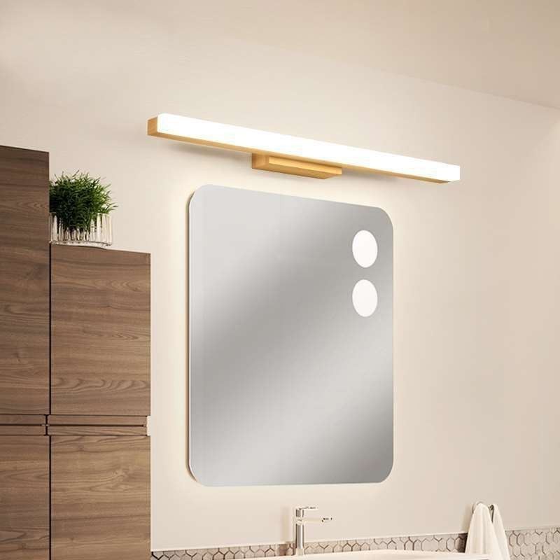 Lámpara de espejo de madera maciza, lámpara de pared moderna