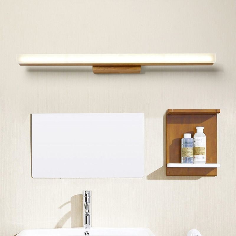 Lámpara de espejo de madera maciza, lámpara de pared moderna