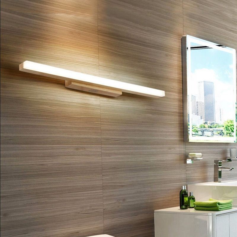 Lámpara de espejo de madera maciza, lámpara de pared moderna