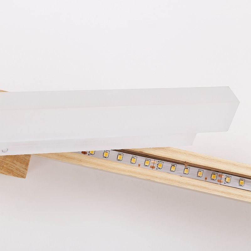 Lámpara de espejo de madera maciza, lámpara de pared moderna