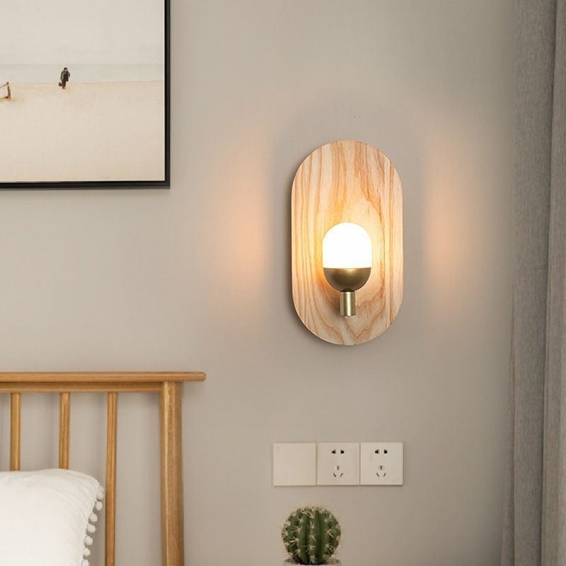 Lámpara de pared decorativa de madera, luces de pasillo de entrada, luz de pared de noche nórdica