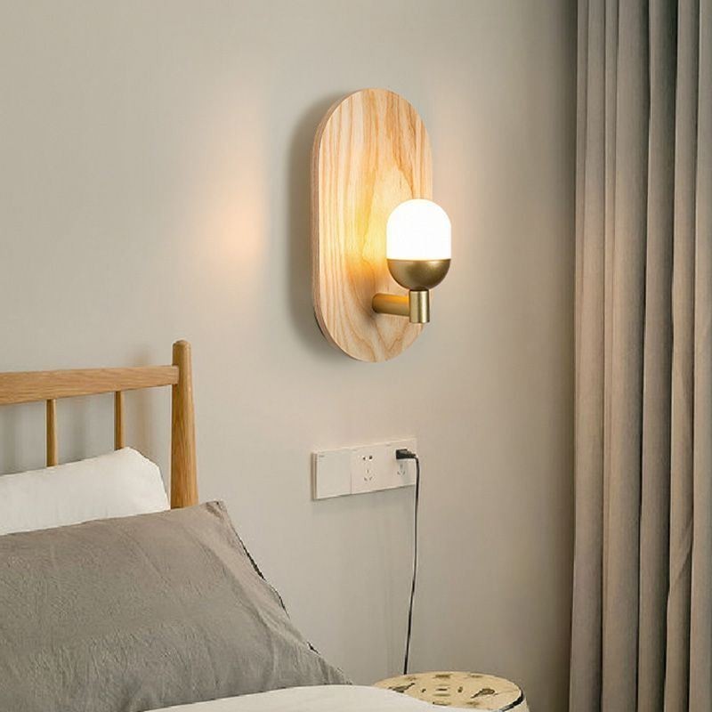 Lámpara de pared decorativa de madera, luces de pasillo de entrada, luz de pared de noche nórdica