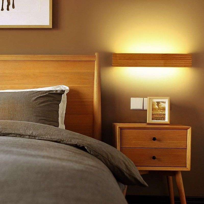 Lámparas de pared de madera de estilo japonés, lámpara de baño, aplique de pared para el hogar