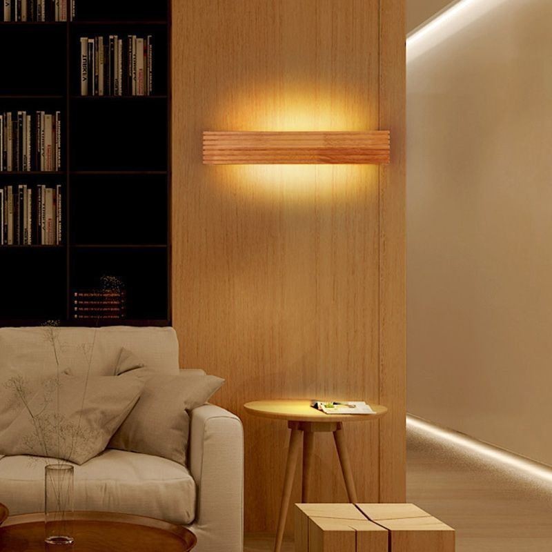 Lámparas de pared de madera de estilo japonés, lámpara de baño, aplique de pared para el hogar