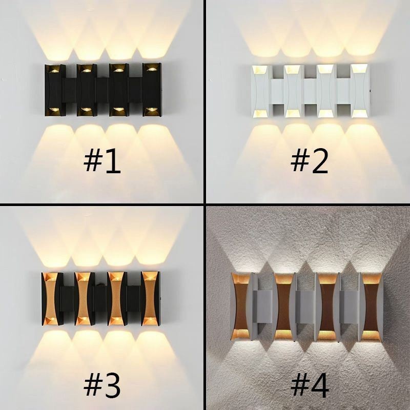 Lámpara de pared impermeable moderna de aluminio para montar en superficie, luz para porche de jardín