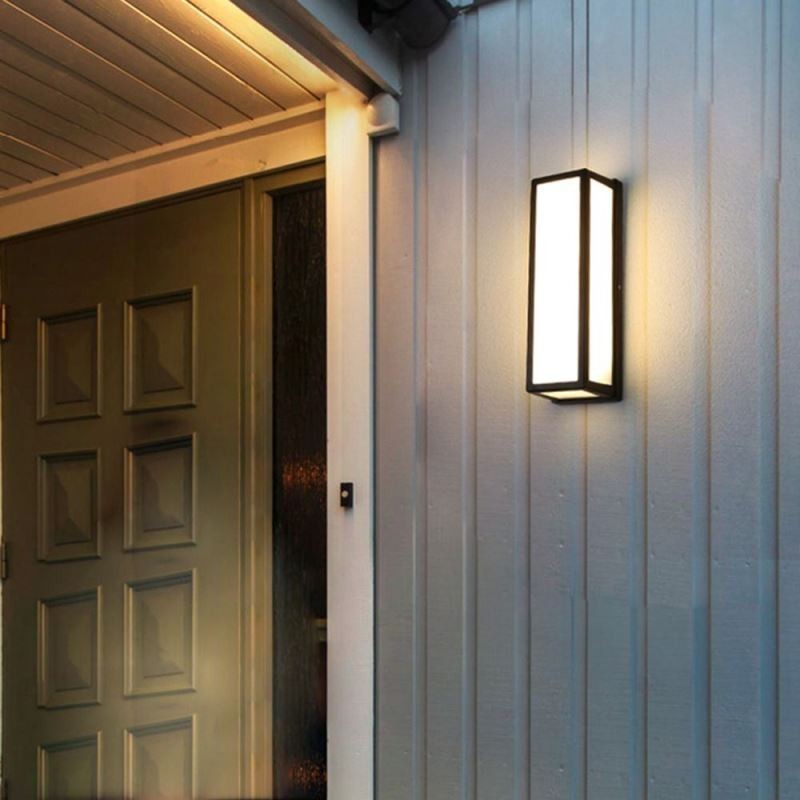 Lámpara de pared rectangular moderna e impermeable para porche de villa