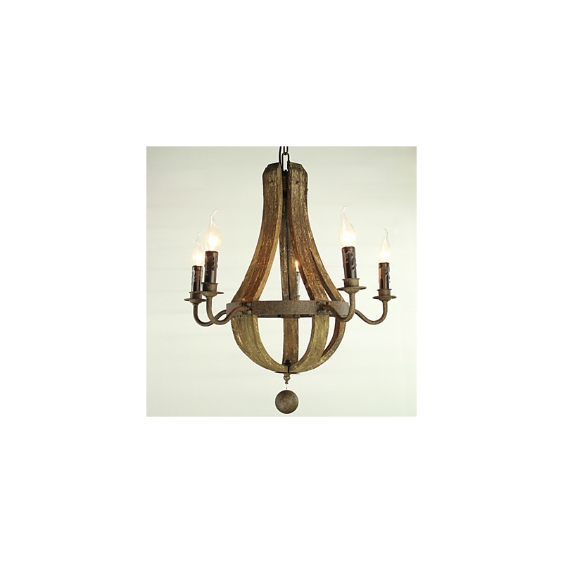 Lámpara de araña de 5 luces, estilo vintage, retro, estilo campestre, para salón o comedor, de metal.
