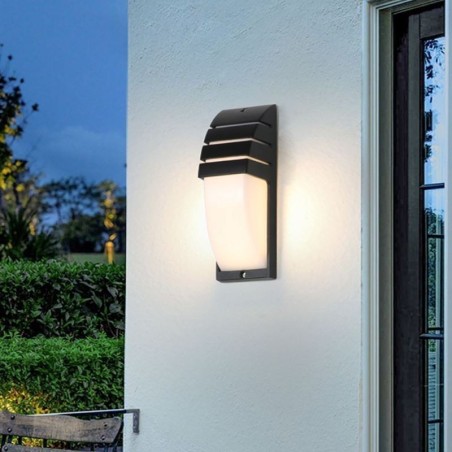 Lámpara de pared de aluminio negro para porche exterior, impermeable, para jardín y patio. Lámpara de pared de aluminio negro para porche exterior, impermeable, para jardín y patio.