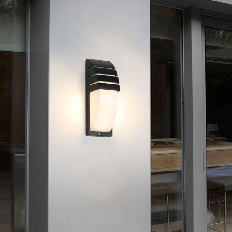 Lámpara de pared de aluminio negro para porche exterior, impermeable, para jardín y patio.