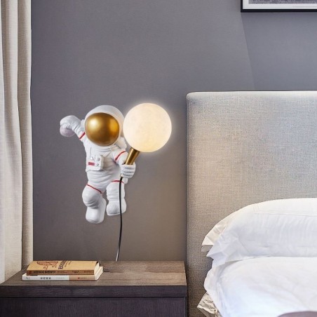 Aplique de pared moderno con diseño de astronauta creativo de resina para niños Aplique de pared moderno con diseño de astronauta creativo de resina para niños