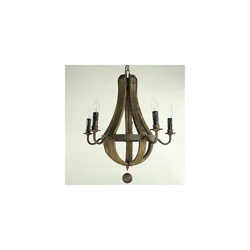 Lámpara de araña de 5 luces, estilo vintage, retro, estilo campestre, para salón o comedor, de metal.