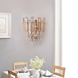 Apliques de pared europeos, luces de pared de cristal para baño