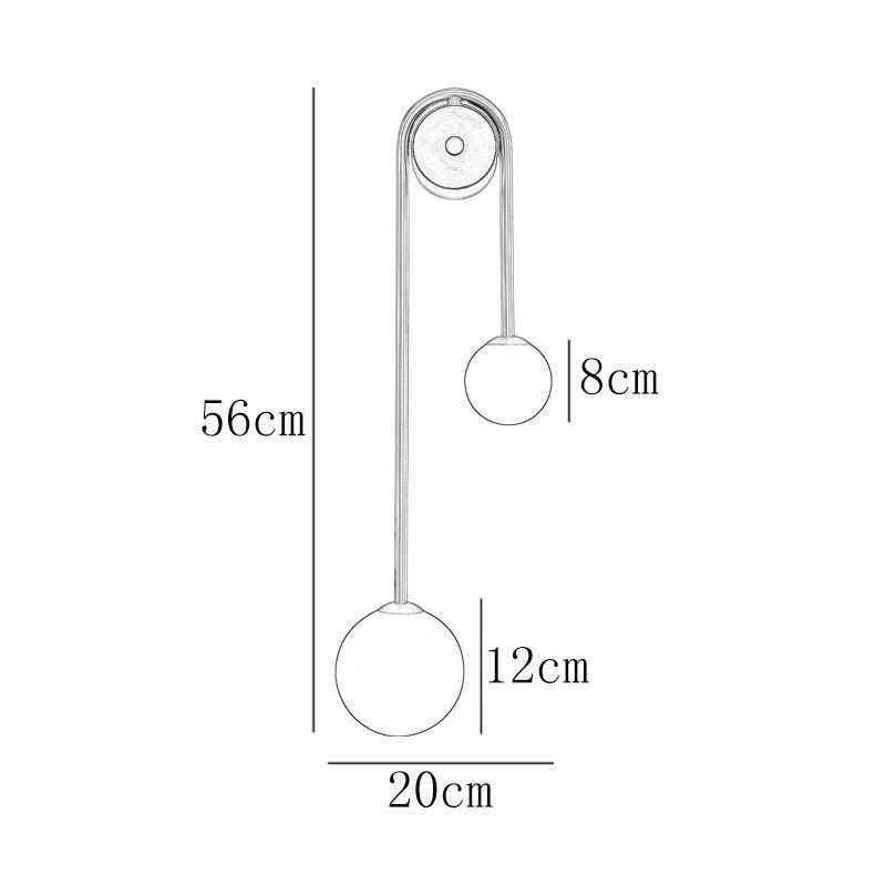Aplique de pared de vidrio con forma de globo, iluminación moderna de latón.