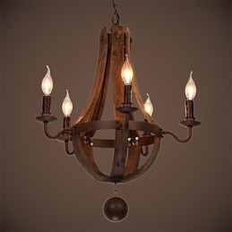 Lámpara de araña de 5 luces, estilo vintage, retro, estilo campestre, para salón o comedor, de metal.