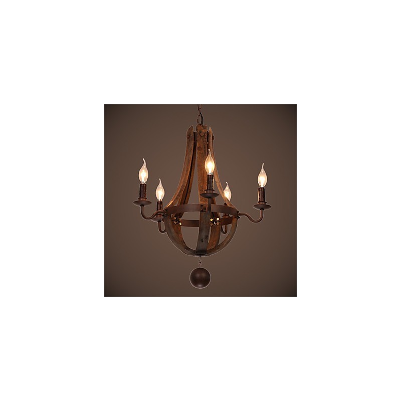 Lámpara de araña de 5 luces, estilo vintage, retro, estilo campestre, para salón o comedor, de metal.