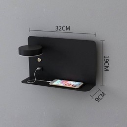 Lámpara de pared giratoria con puerto de carga USB